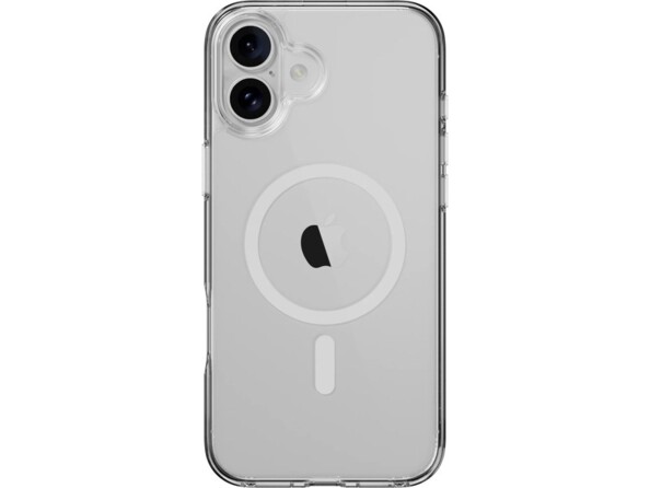 iPhone 16 Plus avec boîtier argent protégé par une coque de protection rigide de qualité militaire