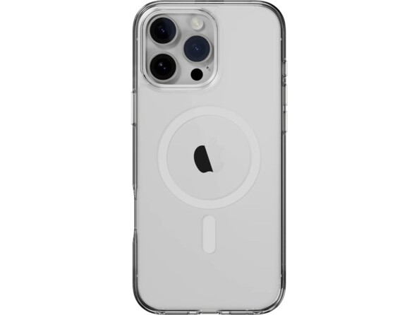 iPhone 16 Pro Max avec boîtier argent protégé par une coque de protection rigide de qualité militaire