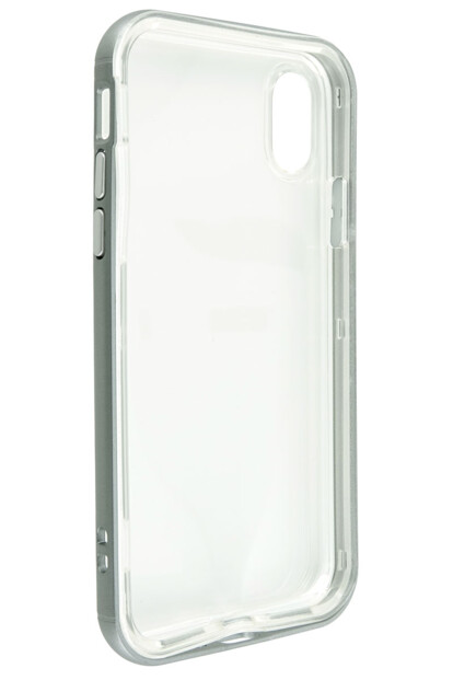 Coque semi-rigide en 2 parties pour iPhone 10 coloris transparent/argent