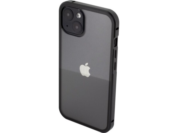 Coque de protection intégrale pour iPhone 14 avec bumper coloris noir et transparent de la marque Novodio