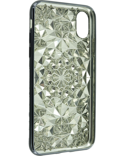 Vue de l'intérieur de la coque pour iPhone X avec design kaléidoscope gris clair