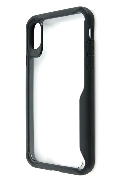 Coque de protection pour iPhone X avec vitre transparente et contour noir de la marque MacWay