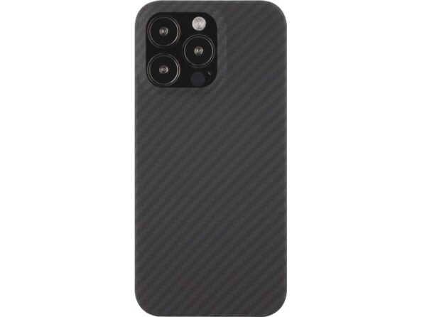 Coque de protection pour iPhone 14 Pro en fibres de carbone et d'aramide coloris noir de la marque Novodio