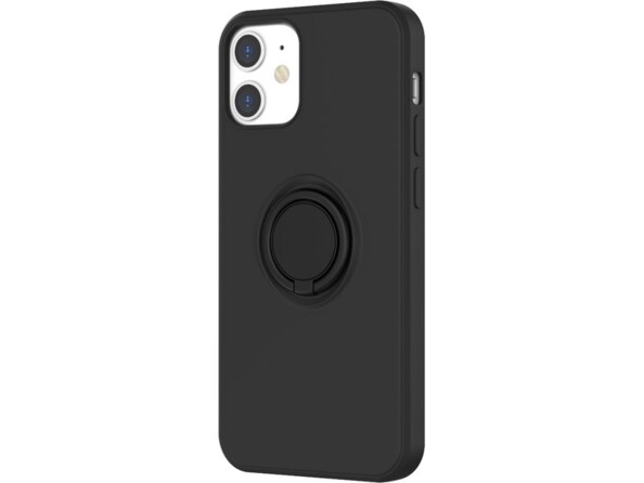 Coque de protection en silicone magnétique pour iPhone 12 Mini avec anneau de support coloris noir de la marque Novodio