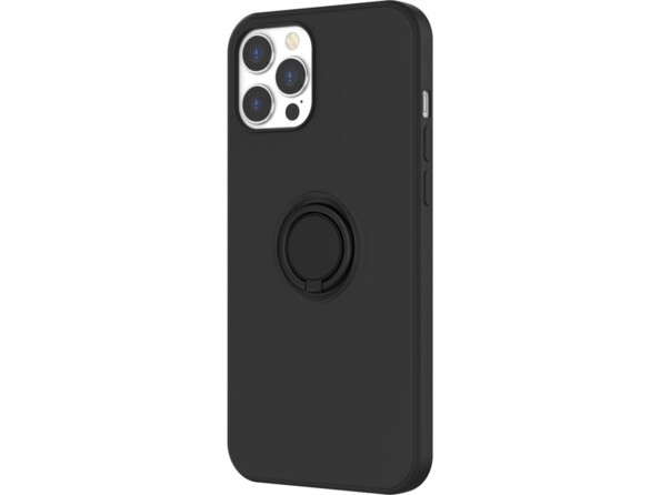 Coque de protection en silicone magnétique pour iPhone 12 Pro Max coloris noir avec anneau de support de la marque Novodio