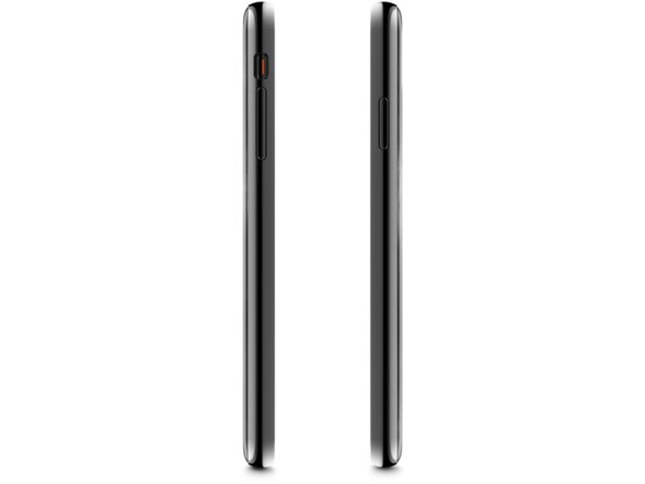 Côté gauche et côté droit d'un smartphone Apple avec bumper laissant les boutons accessibles