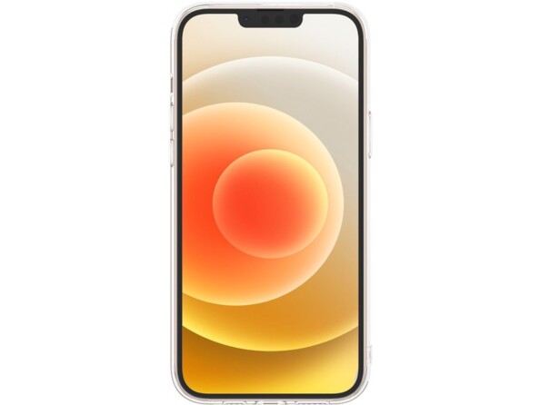 Vue de face d'un iPhone à l'écran d'accueil allumé avec coque de protection transparent aux coins renforcés