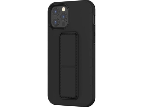 Coque de protection pour iPhone 12 et 12 Pro avec poignée support coloris noir de la marque Novodio