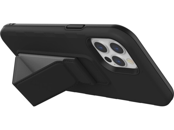 Utilisation de l'étui Novodio pour iPhone 12 et 12 Pro coloris noir comme support smartphone horizontal