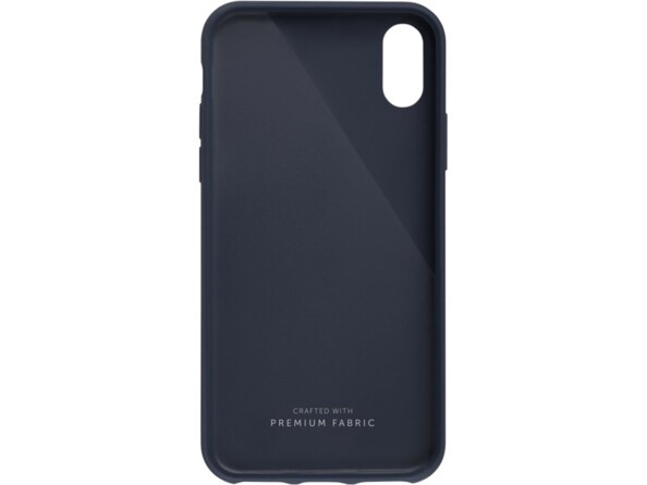 Intérieur de la coque en caoutchouc et textile coloris bleu marine avec ouverture pour appareil photo