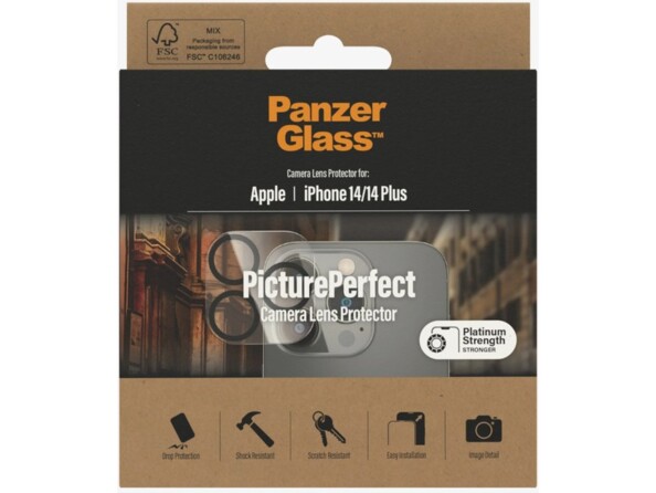 Verre trempé PicturePerfect pour iPhone 14/14 Plus PanzerGlass dans son emballage cartonné