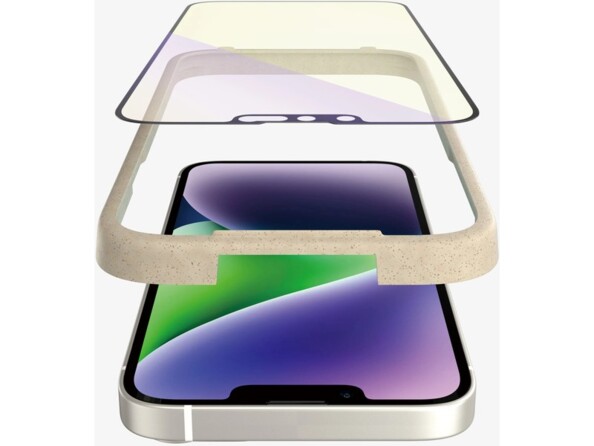 Application de la protection d'écran anti-lumière bleue sur un iphone allumé grâce à l'application fourni en accessoire