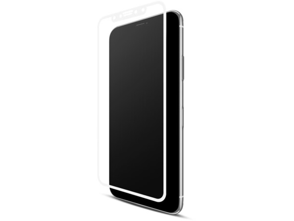 iPhone avec écran éteint sur lequel vient s'appliquer une façade de protection