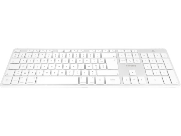 Clavier filaire AZERTY USB-C avec pavé numérique et raccourcis Mac coloris blanc/argent