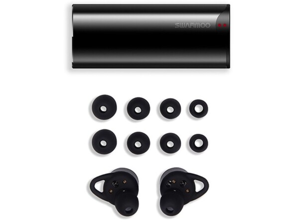 Etui de chargement avec 4 paires d'embouts intra-auriculaires XS/S/M/L et deux oreillettes True Wireless rechargeables