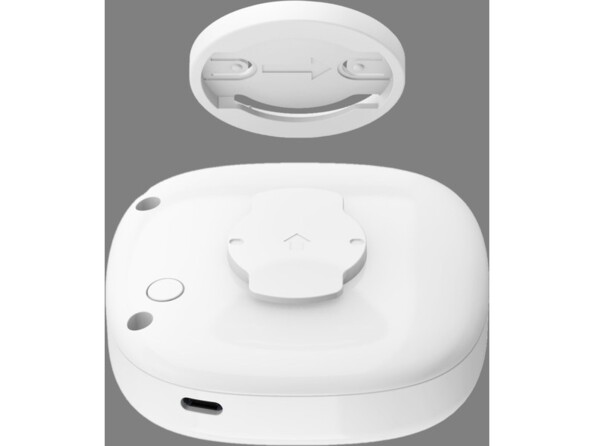 Illustration du retrait du support de montage par rotation de l'arrière du boîtier adhésif du purificateur d'air