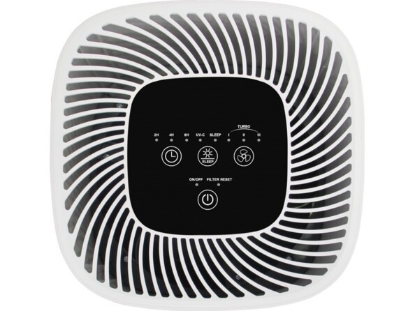 Vue du dessus de l'interface à touches tactiles du purificateur d'air CF-8020