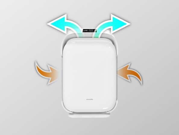 Schématisation des flux d'air entrant et sortant de l'appareil de purification de l'air électrique