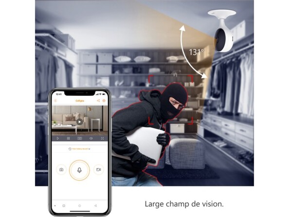 Prise en flagrant délit d'un voleur de PC portable grâce au large angle de vision de la caméra IP d'intérieur