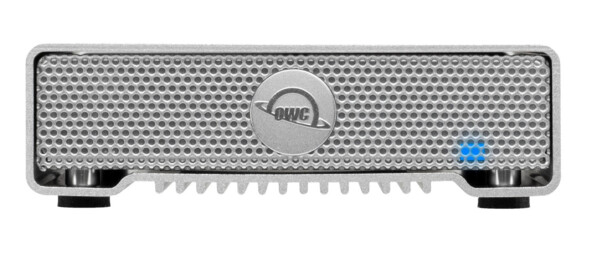 Boîtier OWC Mercury Elite Pro mini en aluminium vu de face