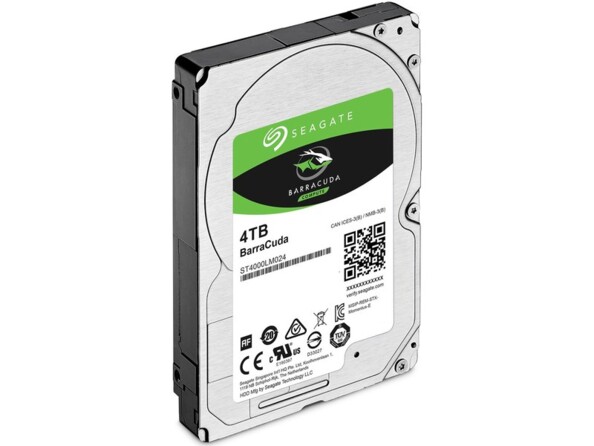 HDD interne BarraCuda Seagate 4 To avec interface SATA 3 vue de biais