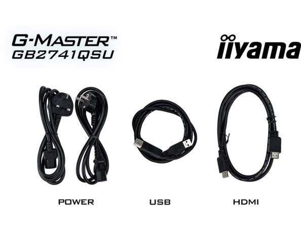 Câble d’alimentation secteur 1,5 m, câble HDMI 1,5 m et câble USB 1,5 m fournis en accessoires