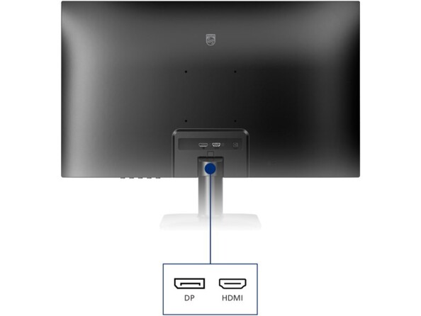 Vue arrière de la dalle IPS coloris noir de l'écran Quad HD Philips avec port DisplayPort, port HDMI et support VESA 100 x 100 mm