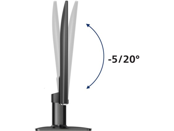 Mise en situation de l'inclinaison -5 à 20° de l'écran plat vue côté gauche