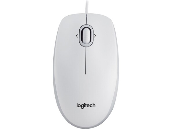 Souris optique filaire ambidextre B100 coloris blanc de la marque Logitech