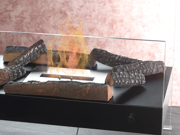 4 bûches décoratives. Foyer aspect bois véritable pour votre poêle au bio-éthanol