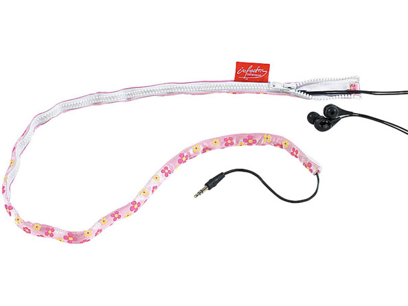 Gaine pour câble d'écouteurs audio - Rose avec motif fleurs