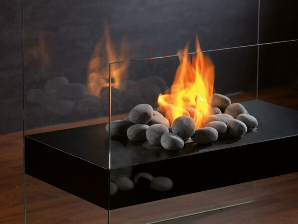 48 pierres décoratives grises pour cheminée au bioéthanol - Gris