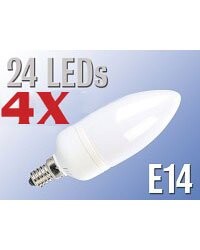 4 Ampoules Bougie 24 Led E14 Blanc Chaud