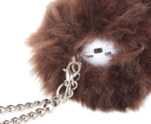 Alarme de poche compacte 100 dB avec chaîne et fourrure - Brun