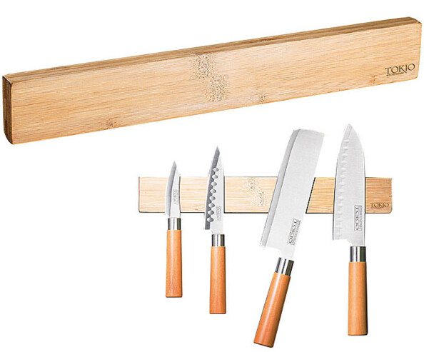 Barre aimantée en bambou pour maintenir vos couteaux ciseaux et autre outils en métal