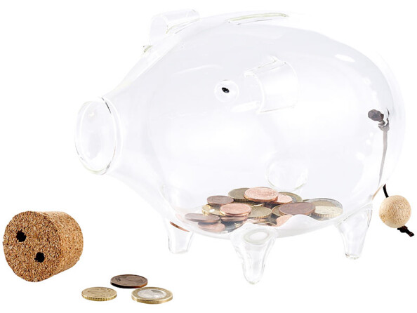 Cochon tirelire en verre, un bel objet de décoration en verre véritable : ayez toujours vos économies en vue