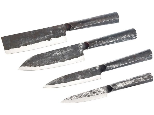 Coffret de 4 couteaux forgés main en métal