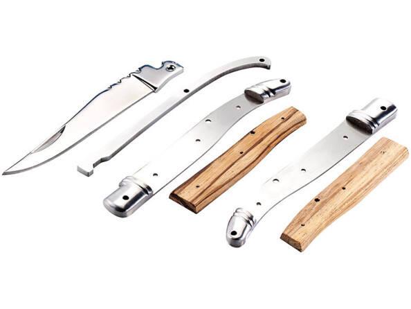 Couteau pliant en kit, en acier inoxydable avec manche en bois véritable