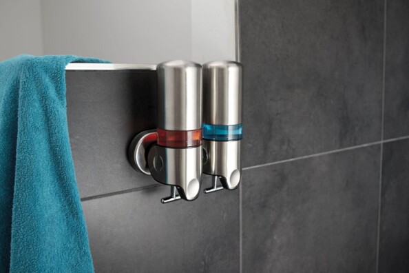 Distributeur de savon pour montage mural - En inox, Duo