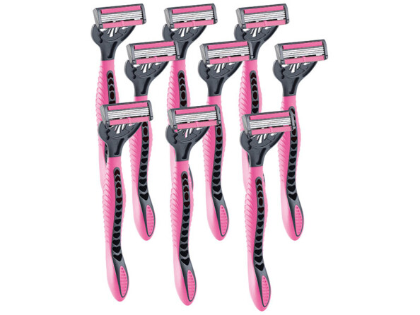 Lot de 9 rasoirs à 4 lames - rose