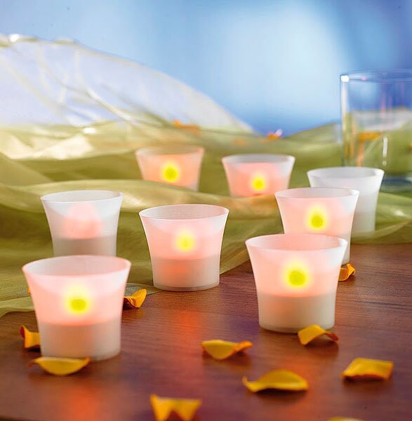 Achat/Vente 8 bougies chauffe-plat à LED dans photophores moins