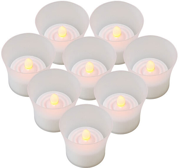 8 bougies chauffe-plat à LED dans photophores