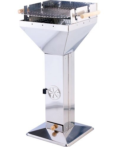 Barbecue colonne en inox modèle en forme d'entonnoir