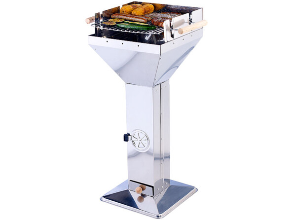 Barbecue colonne en inox modèle en forme d'entonnoir