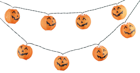 Guirlande à LED avec 10 lampions "citrouilles d'Halloween" - Solaire