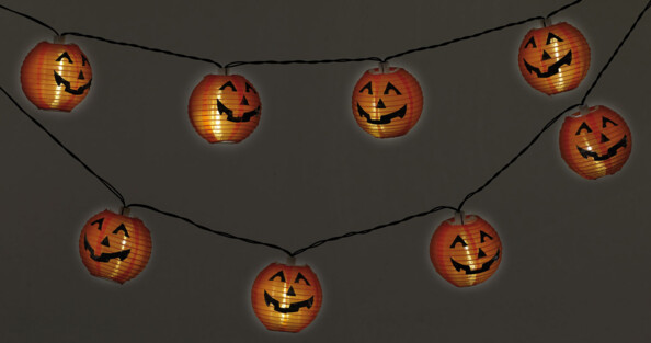 Guirlande à LED avec 10 lampions "citrouilles d'Halloween" - Solaire