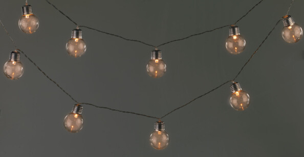 Guirlande lumineuse solaire à LED design ampoule classique - 3,80m