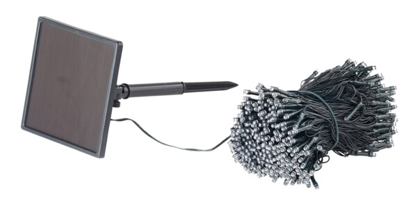 guirlande lumineuse etanche 50 m 500 led blanc froid avec chargeur solaire et detecteur d'obscurité lunartec