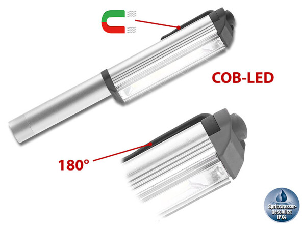 lampe cob design stylo avec aimant au dos et éclairage à 180° pour travaux