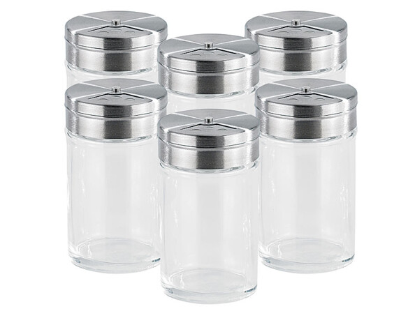 Lot de 6 saupoudreuses à épices avec couvercle en acier